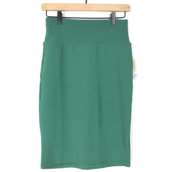 LULAROE Cassie Skirt Pencil Solid Green Textured Stretchy Fitted Size XS NWT - Picture 1 of 8